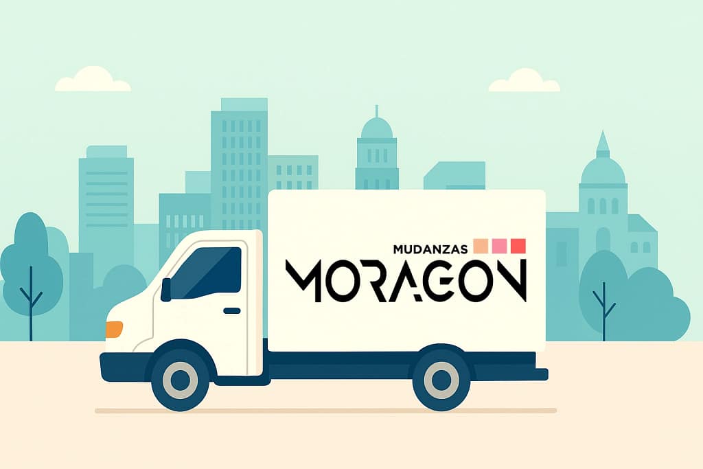Camión de Mudanzas Moragon realizando una mudanza en Valencia con estilo minimalista.