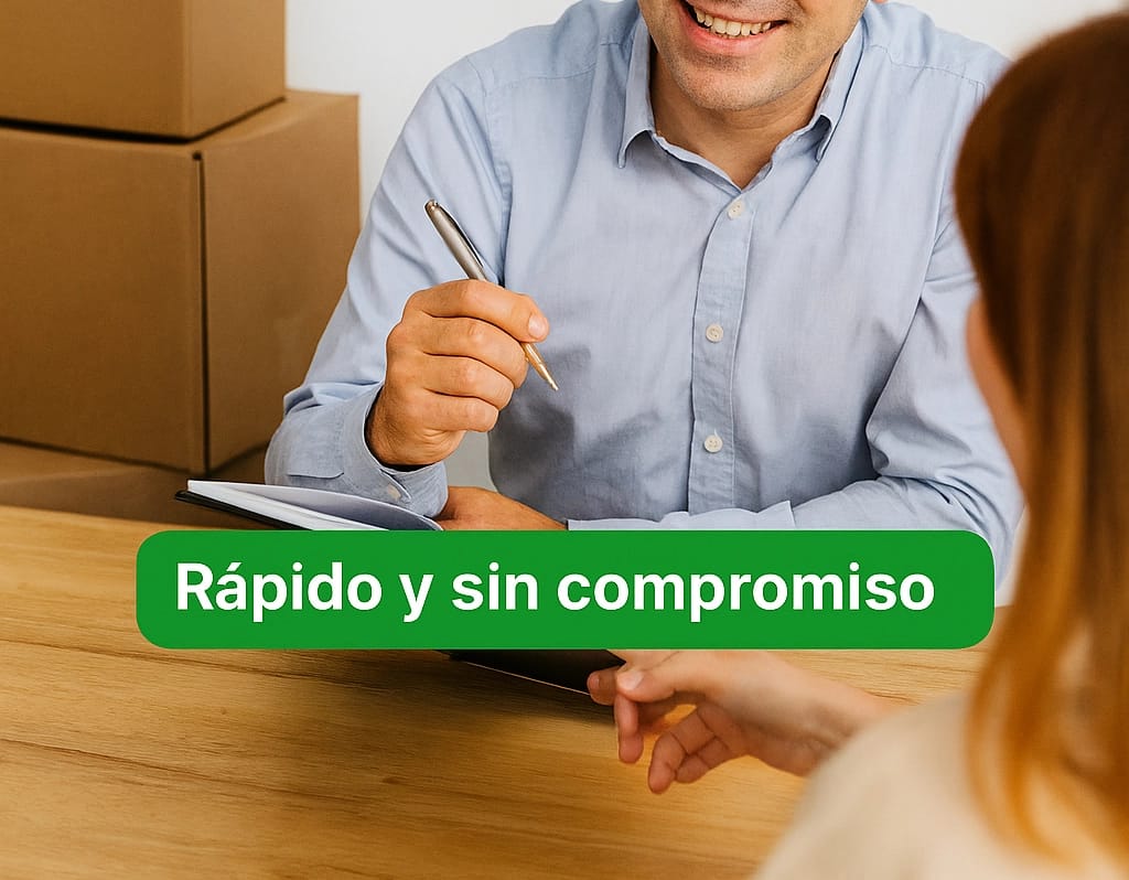 Comercial de Mudanzas Moragón atendiendo a un cliente y ofreciendo presupuesto personalizado de mudanza.